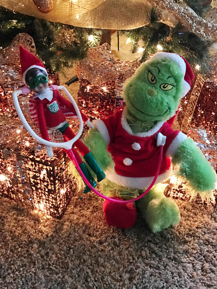 funny elf on the shelf and grinch  Elf on the shelf, Awesome elf on the  shelf ideas, Elf